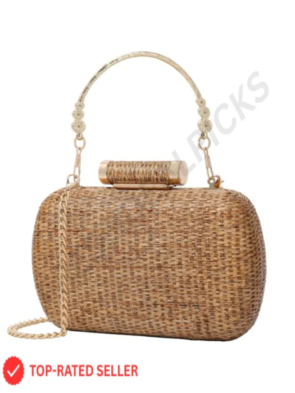 Straw Clutch Purse Hand-Woven Wicker Evening Handbag Raffia Party Wedding Beach